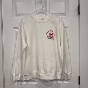Altar'd State Books and Bows Book Club Sweatshirt Cream Size XXS New